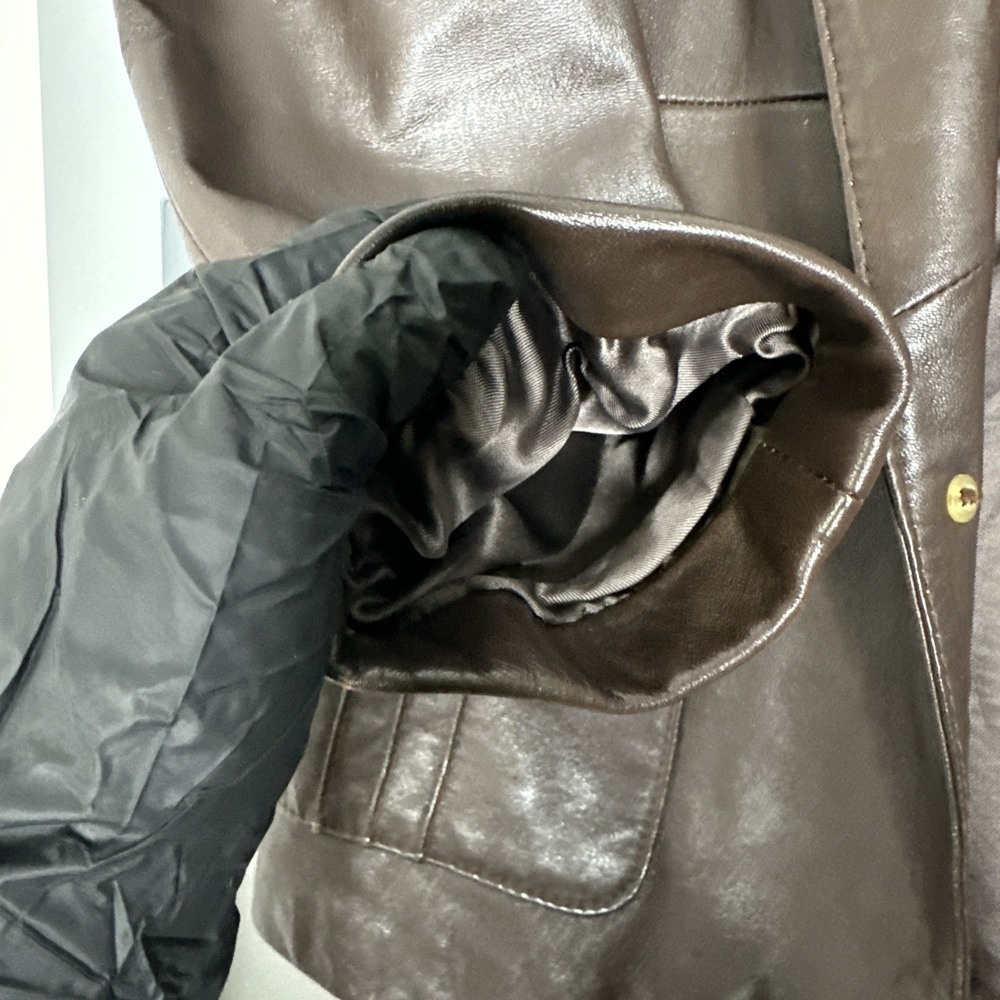 Vintage Imperial Jacket Mens Sz 40 Brown Button Front Collar 100% Leather 1980s - Picture 6 of 16